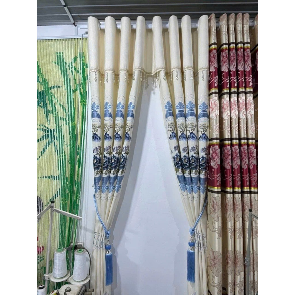 Trọn bộ rèm cửa buồng ( Có thanh treo ) rèm thêu cao cấp RÈM CỬA VIỆT HÀN