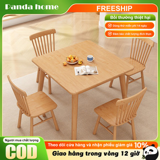 PANDA Bàn ăn vuông gỗ nguyên khối phong cách Bắc Âu phù hợp với căn hộ nhỏ khả năng chịu lực tốt.