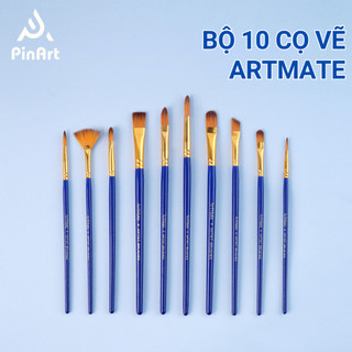 Bộ 10 Cọ Vẽ  Màu Nước Màu Bột Acrylic Gouache Chuyên Nghiệp Vẽ Tranh Tô Màu Phác Hoạ Cụ Đa Dạng Kích Thước Đầu Cọ