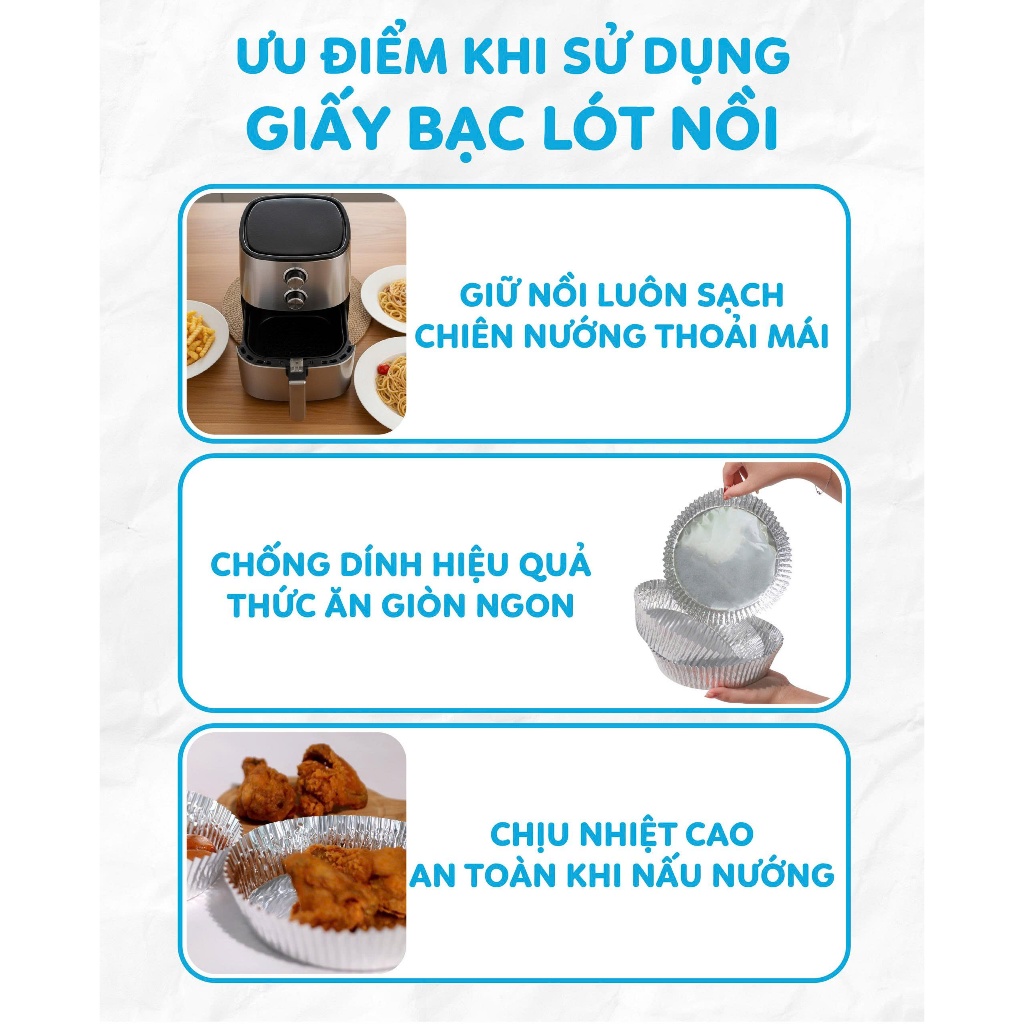 Giấy bạc lót nồi chiên không dầu MyJae (Dạng tròn)