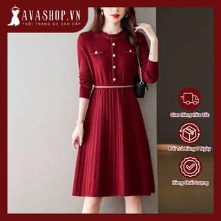 Đầm Len Thu Đông Dáng Rộng Chiết Eo Thời Trang Nữ VL05