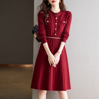 Đầm Len Thu Đông Dáng Rộng Chiết Eo Thời Trang Nữ VL05