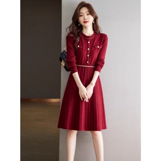 Đầm Len Thu Đông Dáng Rộng Chiết Eo Thời Trang Nữ VL05