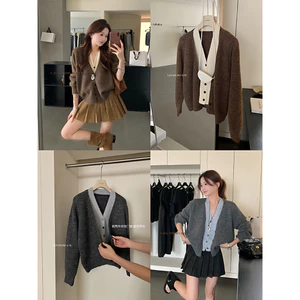 Áo len cardigan CDG nữ – Màu Nâu/Xám – Size S-XL
