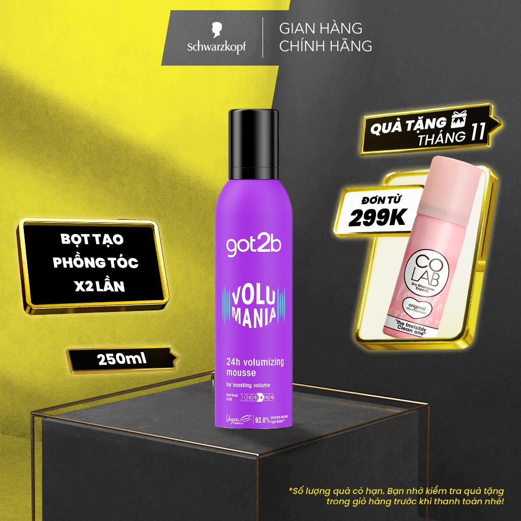 Bọt tạo phồng tóc Got2b Volumising Mousse 250ml - Tăng cường độ phồng cho tóc, Giữ nếp đến 24h