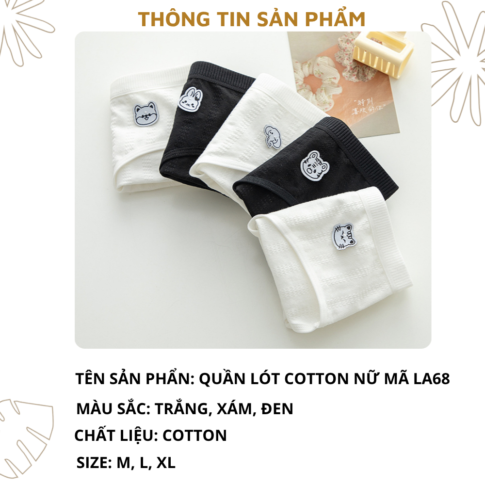 Quần Lót Nữ Cotton Đáy May Kháng Khuẩn, Quần Lót Cotton Cạp Vừa Co Dãn ZANABRA LA68