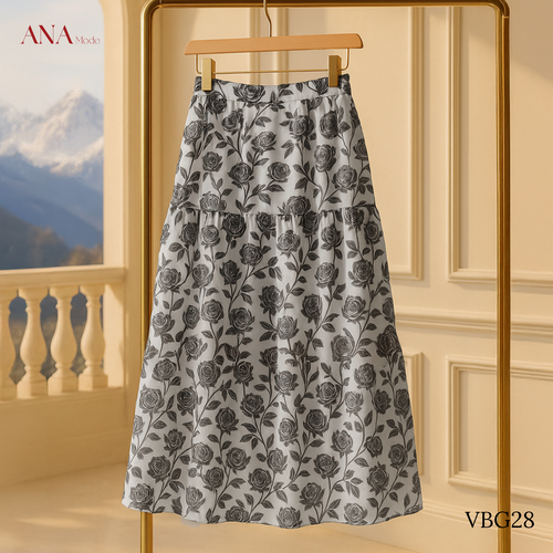 Chân Váy Dáng Suông Trung Niên ANA Mode Chất Liệu Voan Hoa Thanh Lịch Quà Tặng Mẹ CV25VBG28