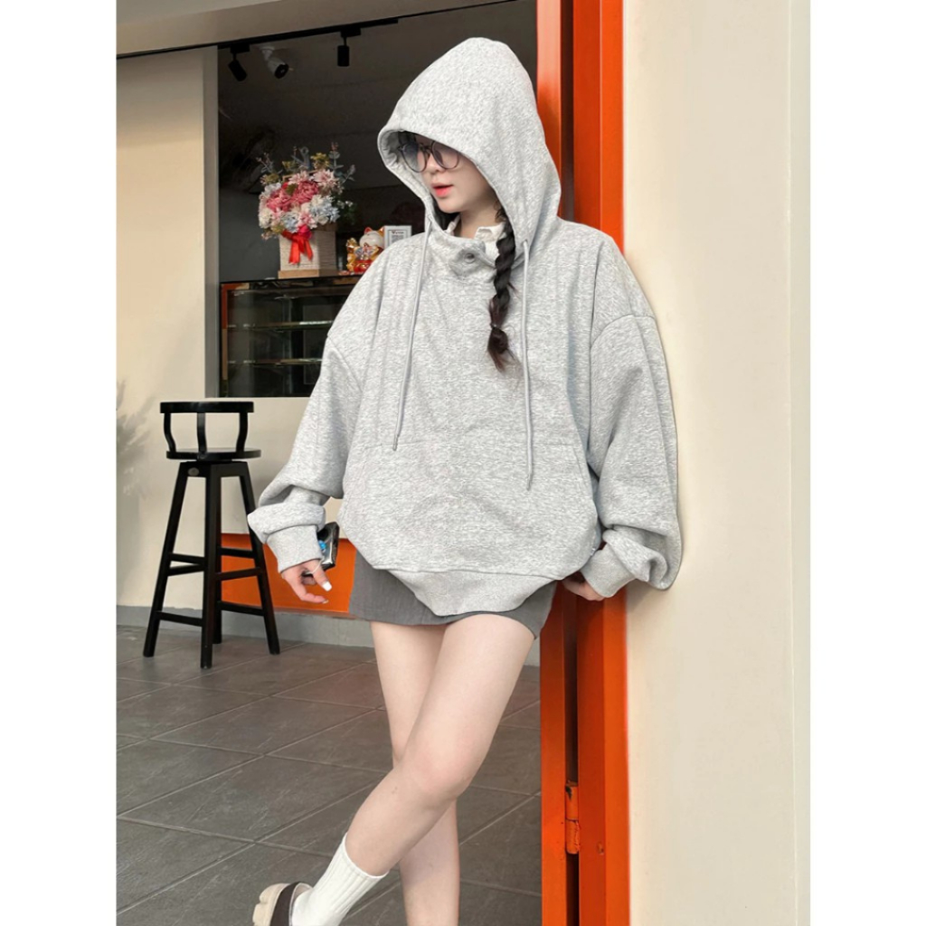 Áo Hoodie Trơn Basic Nỉ Bông Cotton Local Brand Thời Trang Unisex 3 Size 35-68kg k1