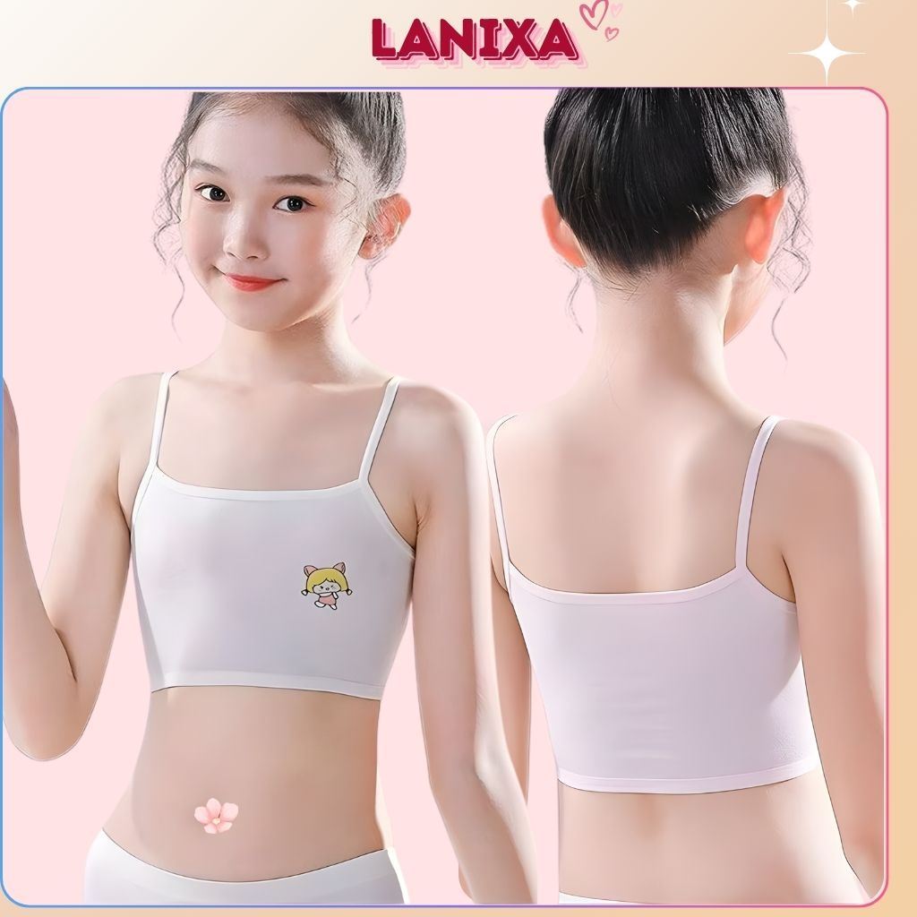 COMBO 3 Áo lá bé gái chất cotton dày dặn SET3 Áo lót học sinh dây mảnh xinh xắn đáng yêu LANIXA B402