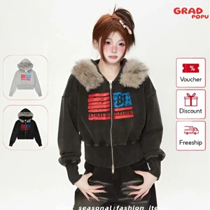 Áo cardigan GRADPOPU nỉ dài tay phong cách Châu Âu và Mỹ dáng rộng thời trang mùa thu mới AK194