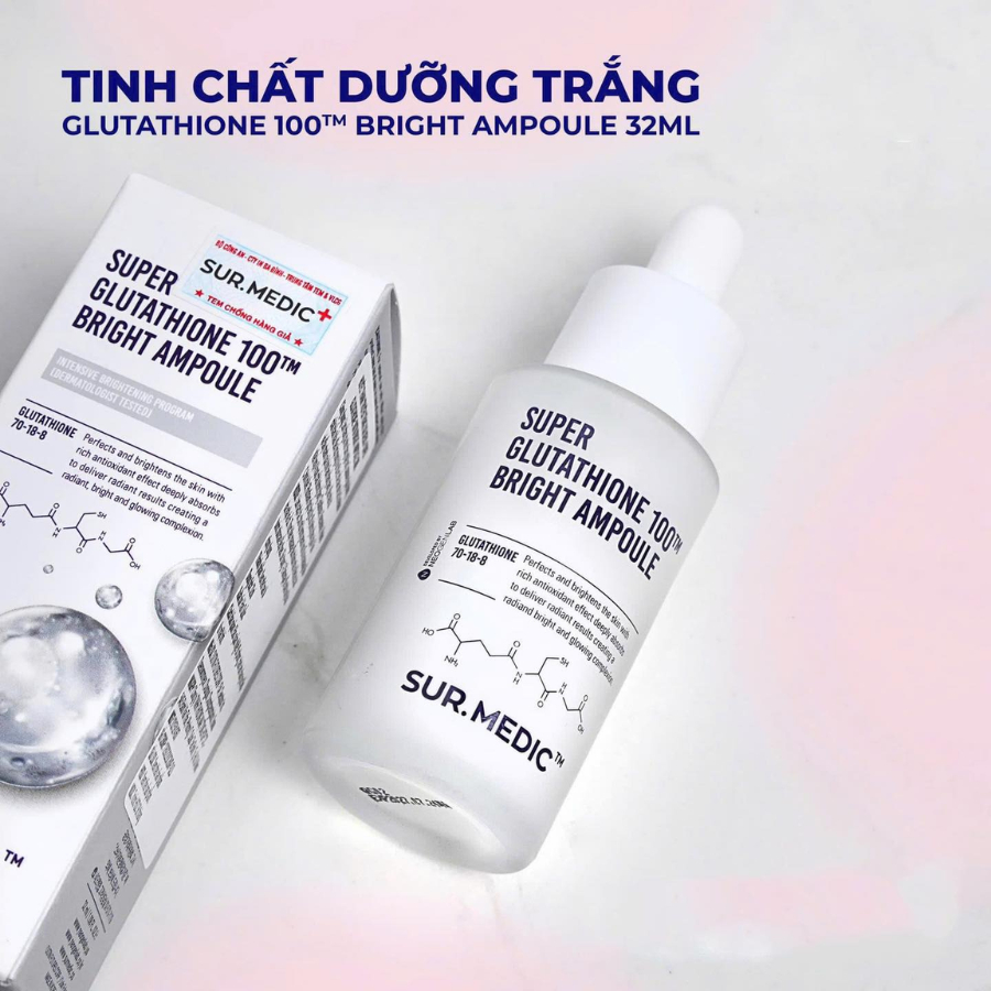 sur medic super glutathione 100 bright ampoule review Tinh chất, Kem dưỡng sáng mờ thâm Sur.Medic Neogenlab 32ml Kojic Acid and Glutathione party-decors-accessories Size:100 mcg/ml - 1 box (10amp. x 1ml)
