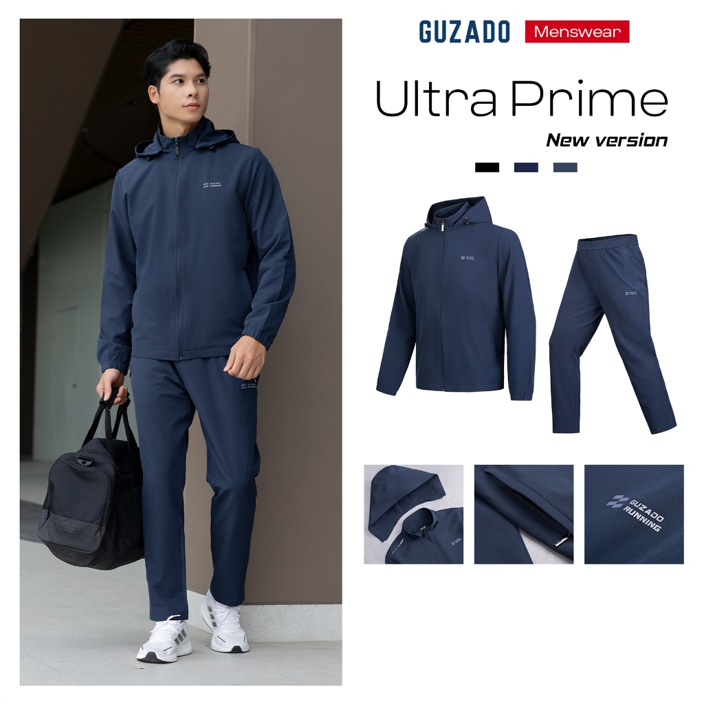 [TẶNG BA LỖ COTTON] Bộ Thể Thao Thu Đông Nam GUZADO Vải Gió Dày Dặn Basic Trẻ Trung GBG01-GCBG26W001