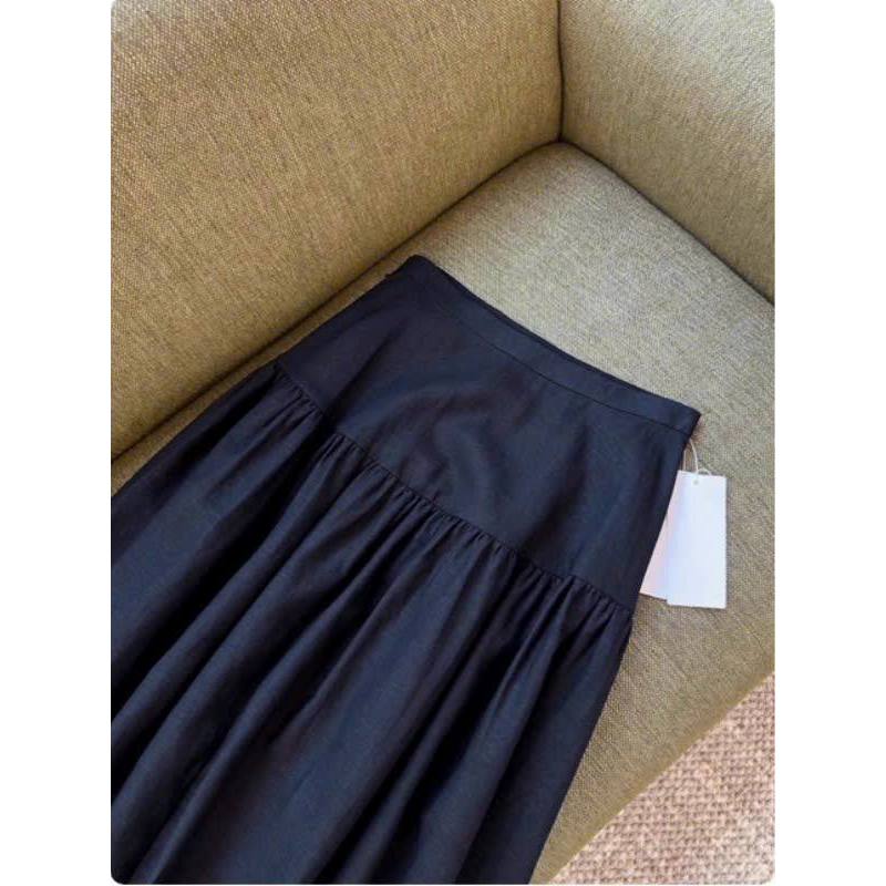𝗢𝘄𝗲𝗻 - Chân váy linen cạp cao xếp li xòe