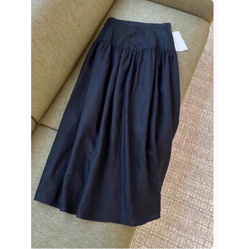 𝗢𝘄𝗲𝗻 - Chân váy linen cạp cao xếp li xòe