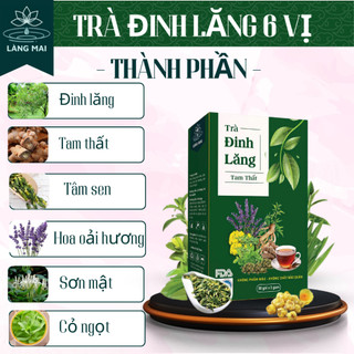 Trà Đinh Lăng Tam Thất 6 vị - Làng Mai - túi 30 gói vị dễ uống, mang đến trải nghiệm thưởng trà mộc mạc