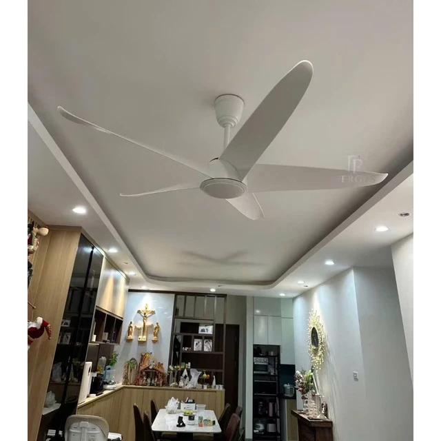 Quạt Trần 5 Cánh Gió Mạnh, Quạt Trần Lắp Phòng Khách,Phòng Ngủ Sải Cánh 1m54 Chỉnh Được Chiều Cao,Động Cơ DC Lõi Đồng