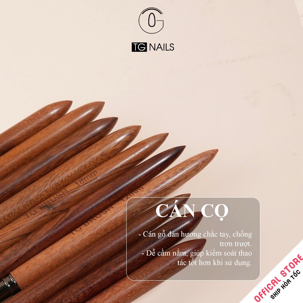 Cọ vẽ móng TG NAILS cán gỗ cao cấp