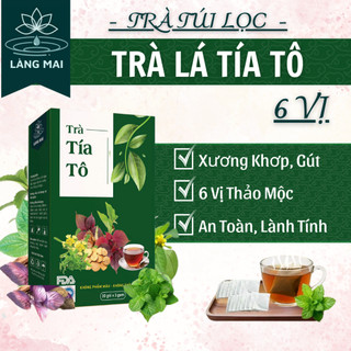 Trà Xương Khớp Lá Tía Tô - Làng Mai - 6 Vị hộp 30 gói được sấy tự nhiên, trà có vị ngọt thanh, hậu vị mát.