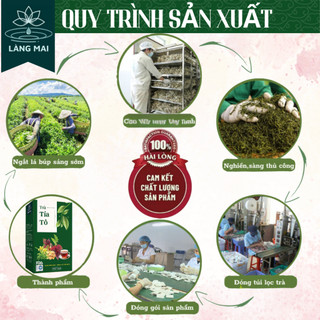 Trà Xương Khớp Lá Tía Tô - Làng Mai - 6 Vị hộp 30 gói được sấy tự nhiên, trà có vị ngọt thanh, hậu vị mát.
