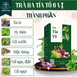 Trà Xương Khớp Lá Tía Tô - Làng Mai - 6 Vị hộp 30 gói được sấy tự nhiên, trà có vị ngọt thanh, hậu vị mát.