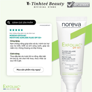 Kem chống nắng làm mờ khuyết điểm dành cho da dầu mụn Noreva Exfoliac Matifing Suncare Fluid SPP50+ 40ML
