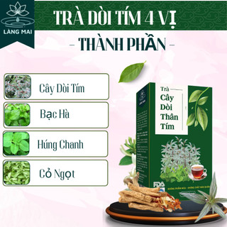 Trà Cây Dòi Thân Tím - Làng Mai - 4 Vị hộp 30 gói được sấy tự nhiên, trà có vị ngọt thanh, hậu vị mát.