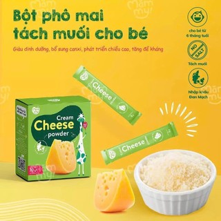 Phô mai tách muối ăn dặm Mămmy gia vị ăn dặm thơm ngon, giàu canxi cho bé tập ăn dặm,hộp 10 gói,3g