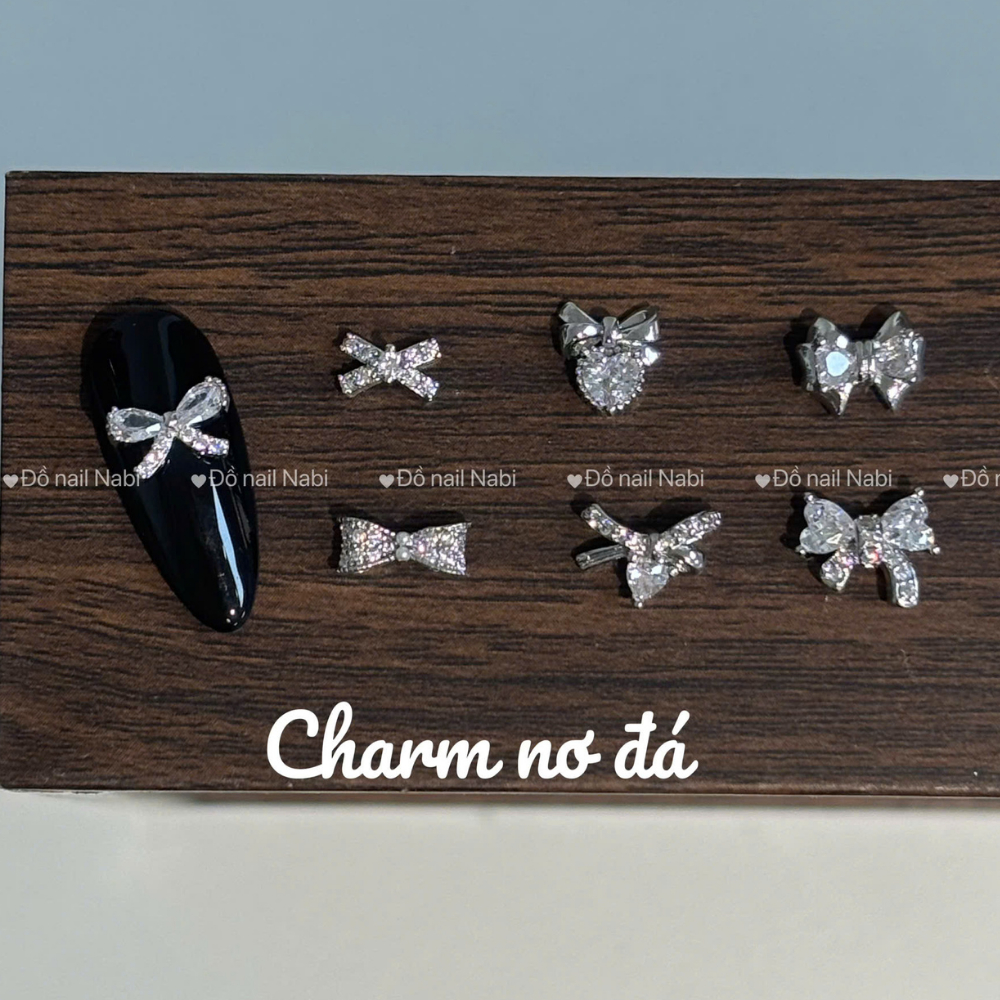 Charm nơ đá cao cấp đính trang trí móng tay