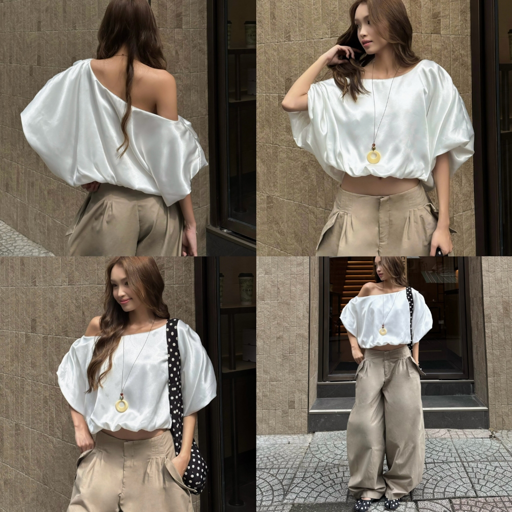[CÓ TÁCH SET] Áo Bí thiết kế lệch vai tay bồng cho nữ FFCLUB
