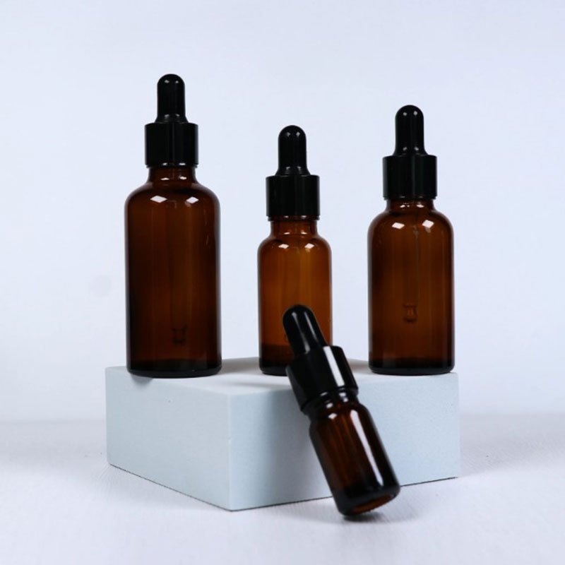 (10 chai 5ml) Chai thủy tinh NÂU nắp bóp ĐEN 5ml - Lọ đựng serum, tinh dầu, chiết mỹ phẩm