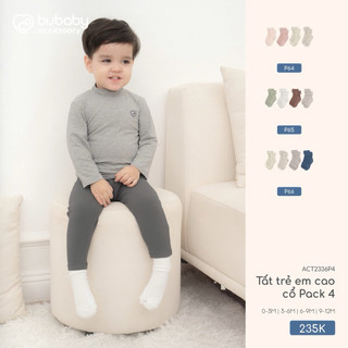 0-9m | Bubaby Tất trẻ em cao cổ Pack4 ACT2336P4 tất đi chân cao cấp cho bé mùa đông, mềm mại, thoáng khí, giữ ấm tốt