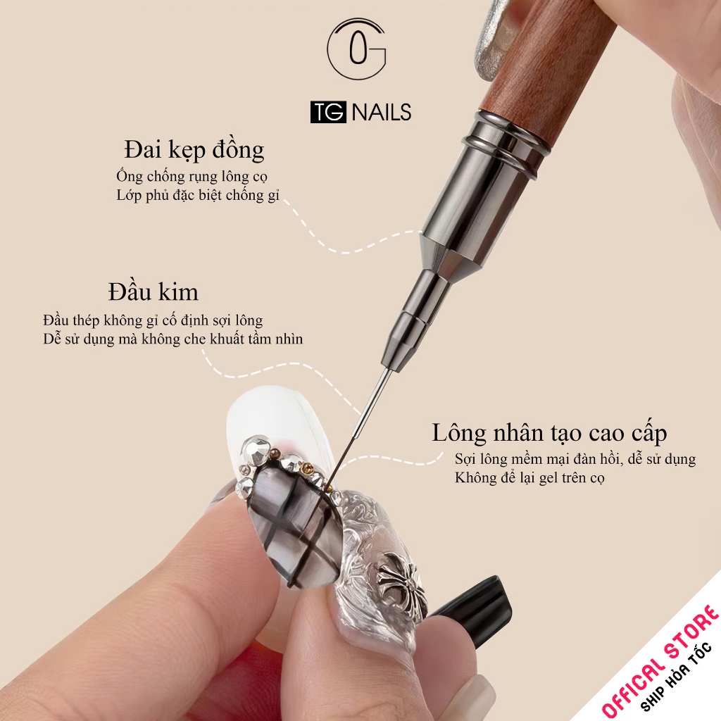 Cọ vẽ móng TG NAILS cán gỗ cao cấp