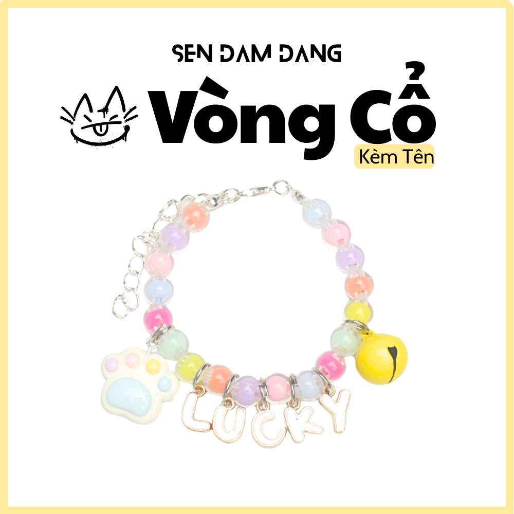 Vòng Cổ Dây Màu Trong Kèm Chữ Cho Cún Mèo Theo Yêu Cầu