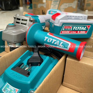 TOTAL Máy mài góc không chổi than cốt 100MM dùng pin 20V 900W - 1200W TAGLI21104 & TAGLI261021 & TAGLI2120232