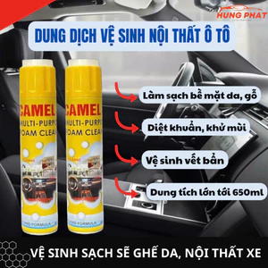 Chai Xịt Tẩy Vệ Sinh Nội Thất Ô Tô Đa Năng Dạng Bọt Camel 650ml - Hưng Phát Auto
