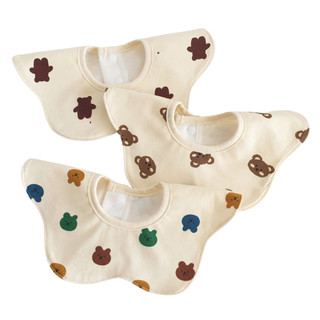 Set 3 yếm tròn xoay 360 độ, yếm ăn dặm chống thấm cotton cho bé