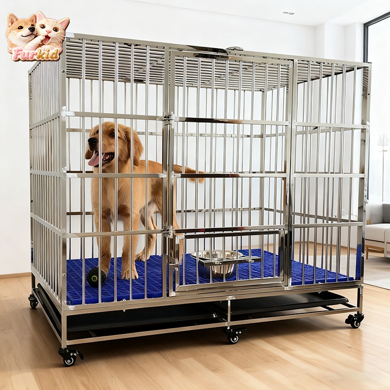 Chuồng chó inox cao cấp CHỐNG RỈ ĐỂ NGOÀI TRỜI Bền bỉ Có bánh xe di ...