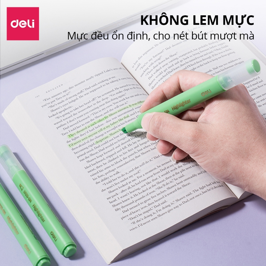 Bút Dạ Quang Deli - Bút Highlight Thân Tam Giác Tươi Sáng Bút Ghi Chú Nhiều Màu Tiện Lợi
