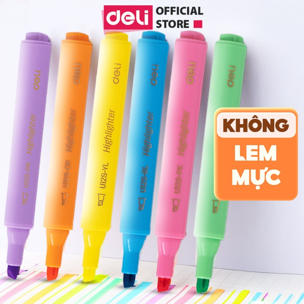 Bút Dạ Quang Deli - Bút Highlight Thân Tam Giác Tươi Sáng Bút Ghi Chú Nhiều Màu Tiện Lợi