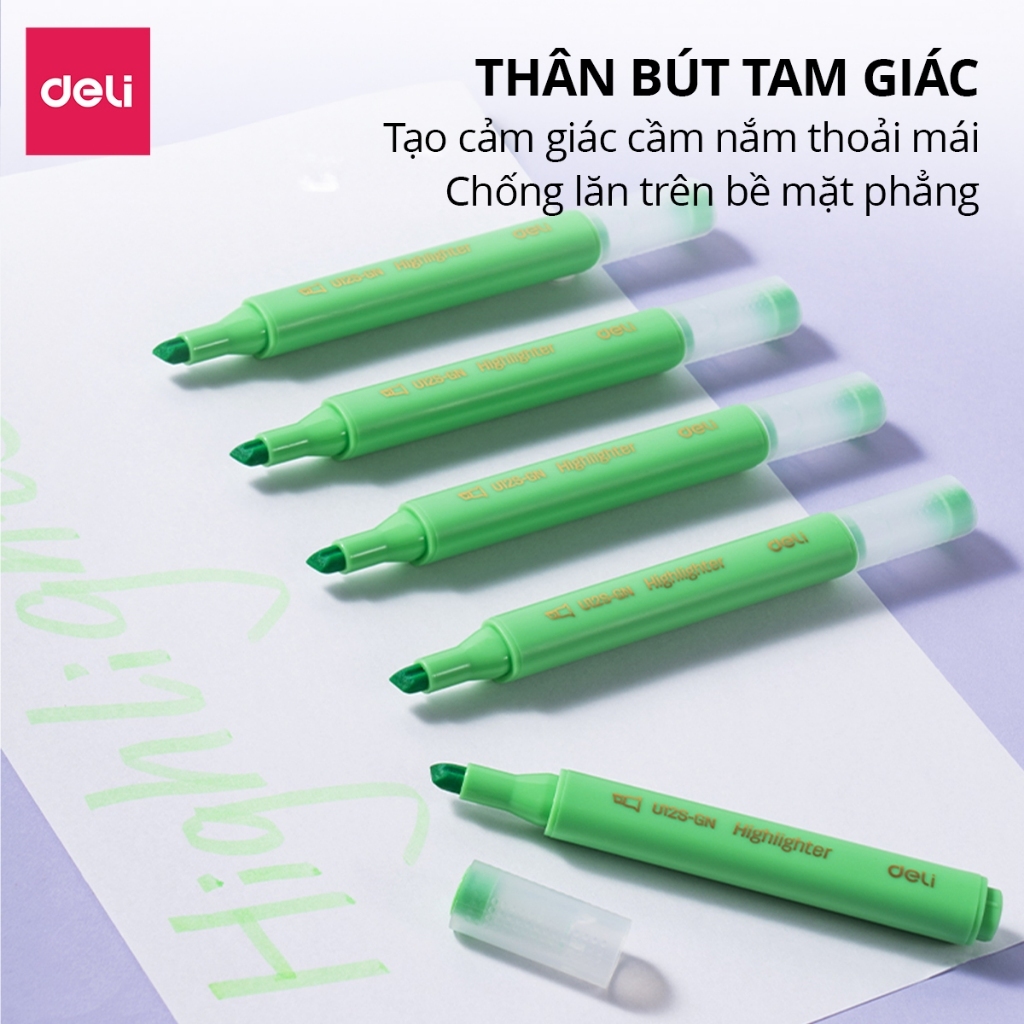 Bút Dạ Quang Deli - Bút Highlight Thân Tam Giác Tươi Sáng Bút Ghi Chú Nhiều Màu Tiện Lợi
