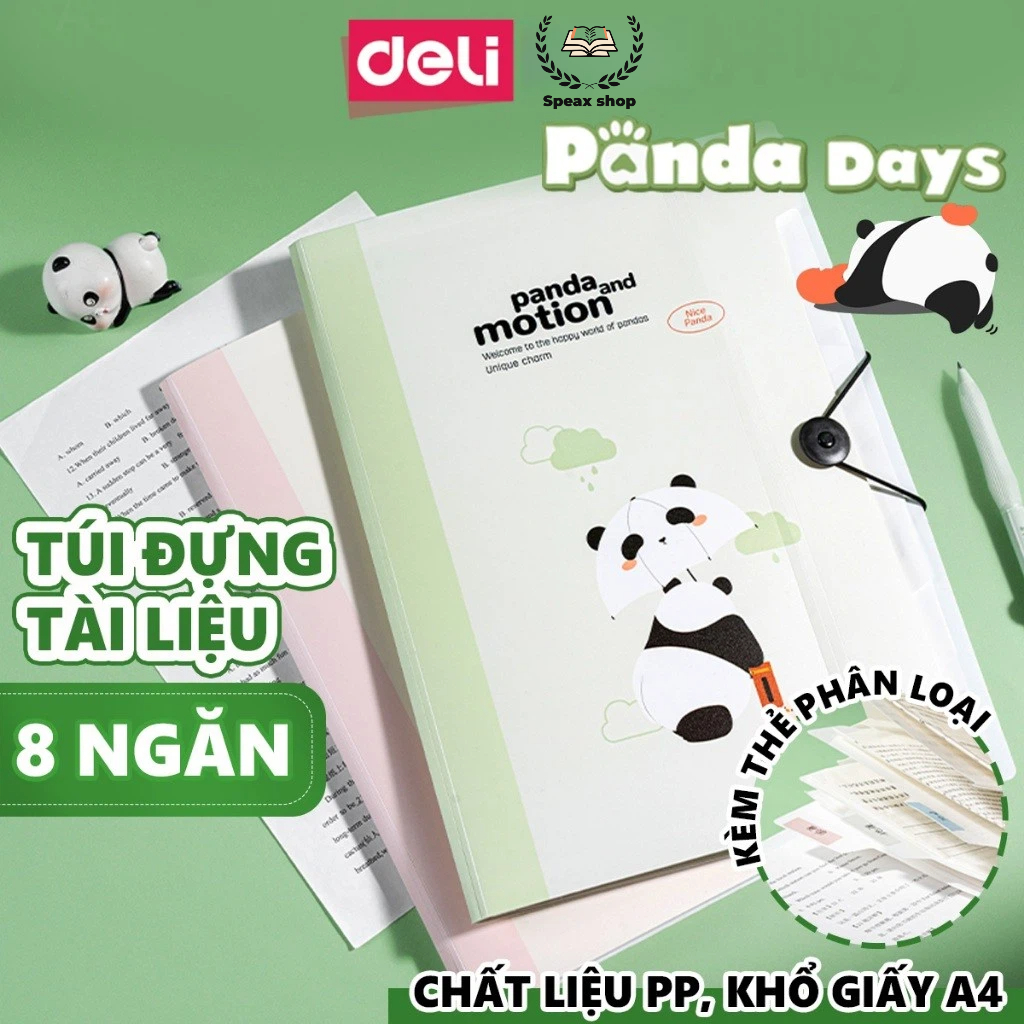 [Deli] Cặp Tài Liệu A4 8 Ngăn – Túi File PP Cao Cấp, Bền Đẹp, Dùng Cho Văn Phòng & Học Sinh