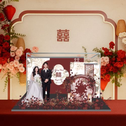 Mô Hình Cưới 3D Sang Trọng - Standee Đám Cưới Cao Cấp Tặng Bạn Bè, Trang Trí, Decor Phòng Luna