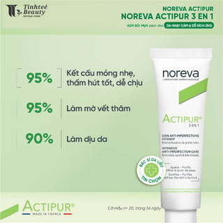 Kem bôi mụn giảm mụn kiềm dầu giảm bóng nhờn cho da dầu mụn Noreva Actipur 3 En 1 30ml