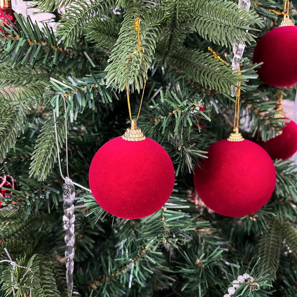 Phụ Kiện Giáng Sinh Set Quả Châu Nhung Dễ Thương Trang Trí Noel
