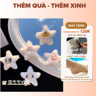 Set 2-5 Kẹp Tóc Hình Ngôi Sao Phối Lông Melody Phong Cách Hàn Quốc K48