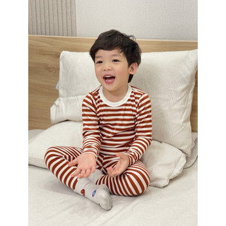 Bộ thu đông cho bé trai bé gái Batala Kids, SET GIỮ NHIỆT CỔ VIỀN TRẮNG KẺ 5 MÀU CHO BÉ từ 10-25kg
