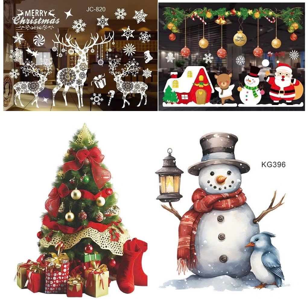 Decal tĩnh điện Giáng sinh dán lên cửa kính trang trí Noel đẹp