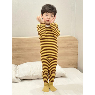 Bộ thu đông cho bé trai bé gái Batala Kids, SET GIỮ NHIỆT CỔ VIỀN TRẮNG KẺ 5 MÀU CHO BÉ từ 10-25kg