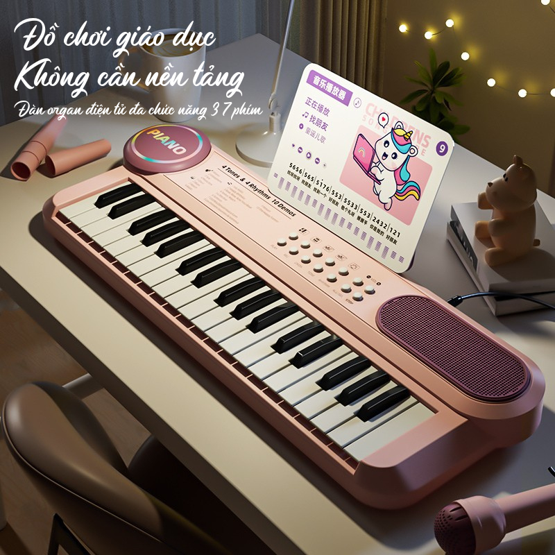 [Đồ chơi giáo dục] Đàn organ điện tử đa chức năng 37 phím dành cho bé – Tặng kèm sách nhạc và giá đỡ