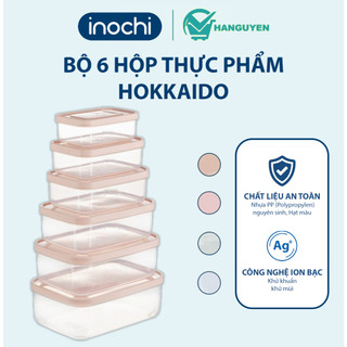 Bộ 6 hộp nhựa đựng thực phẩm chữ nhật Inochi an toàn, kháng khuẩn, chịu nhiệt tốt 500-750-1000-1500-2000-2500ml